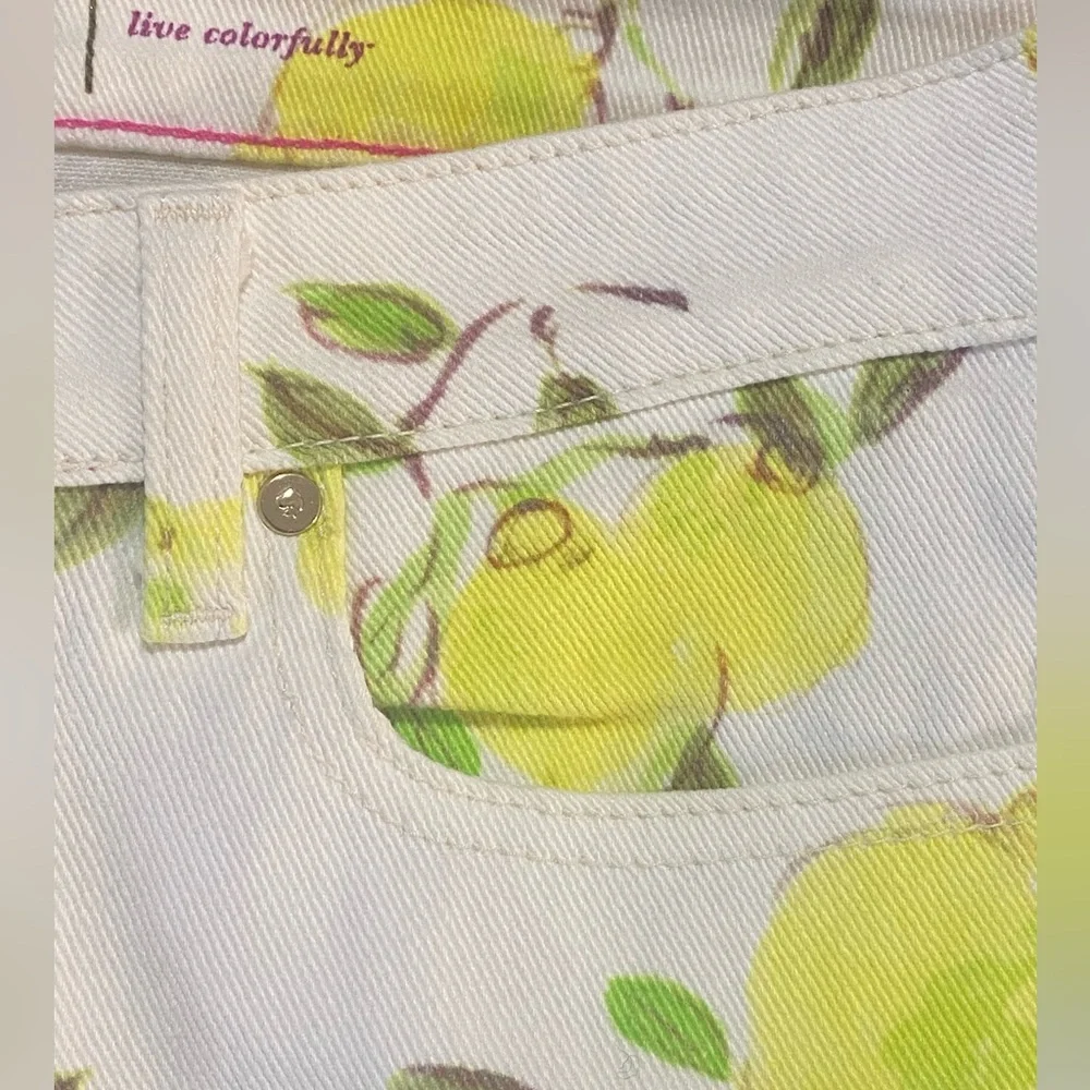 Kate Spade Broome Street lemon print skinny ankle jeans Sz 27‎ - Picture 5 of 12